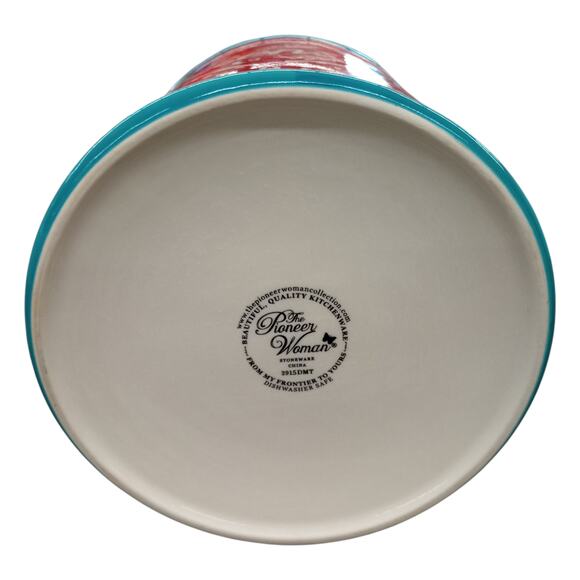 Pioneer Woman Red Polka Dot Utensils Crock With Teal Trim Farmhouse Country - Picture 4 of 4